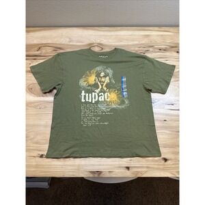 2Pac Official Store Sunflowers Green Short Sleeve T-Shirt Size Large